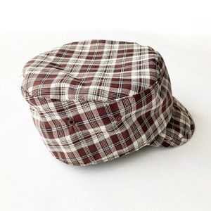 Woman/Teen Manhattan Hat Co Cotton Brown Plaid Hat Ball Cap Size Small